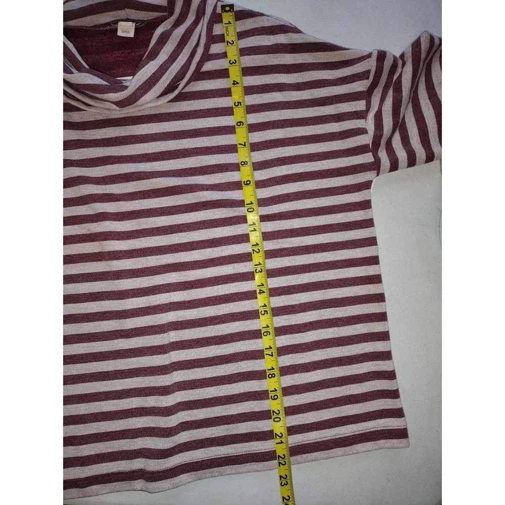 J‎ Crew Burgundy Stripe Cowl Neck Long Sleeve Pullover Top Women Size S